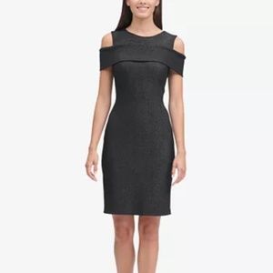 Tommy Hilfiger Foil Knit Cold-Shoulder Sheath Dres